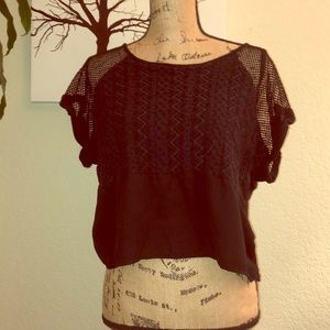 Black jersey sleeve top